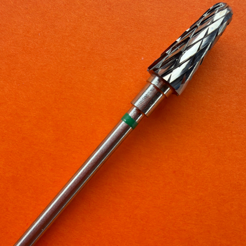 Green Rounded Cone Bit 060 – zelený prúžok, karbidový nadstavec na rýchle odstránenie materiálu pre pravákov.